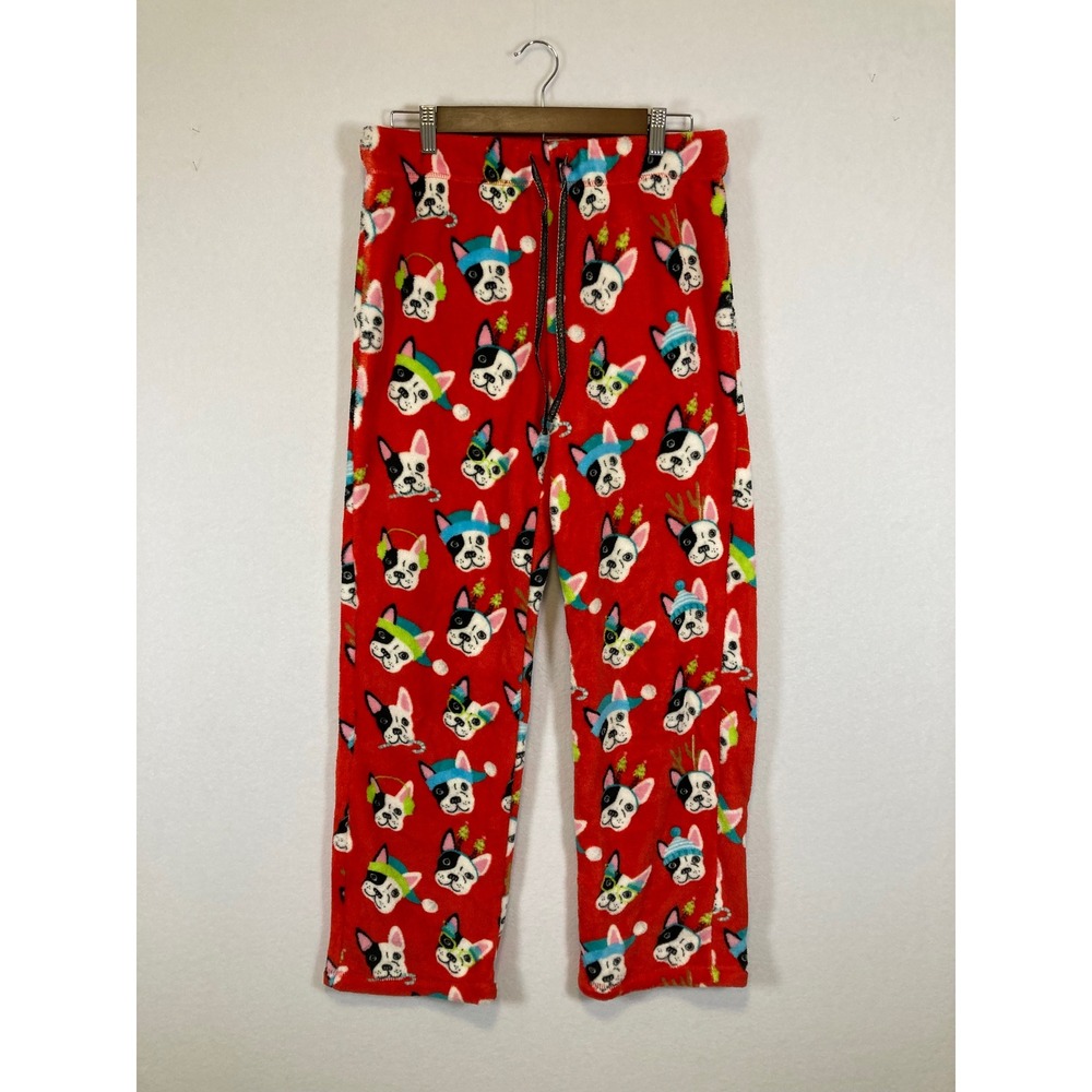 Secret Treasures Pajama Pants Womens Small Red French Bulldog Fleece Holiday‎